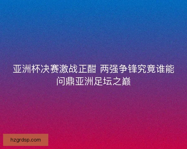 亚洲杯决赛激战正酣 两强争锋究竟谁能问鼎亚洲足坛之巅